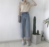 Übergroße Boyfriendjeans aus blauem Denim mit hoher Taille